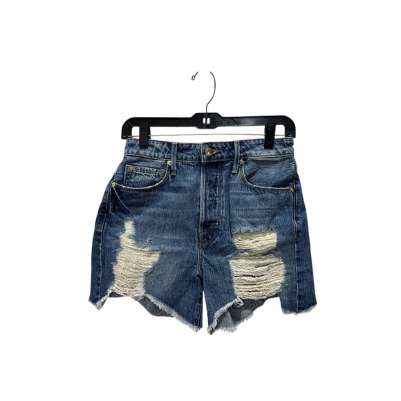 GOOD AMERICAN Women Bombshell Cutoff Blue Jean Shorts00